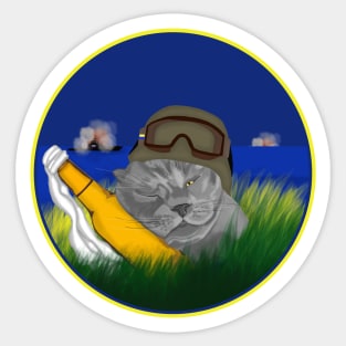 Defender cat. Best Cat. Military cat. Sticker